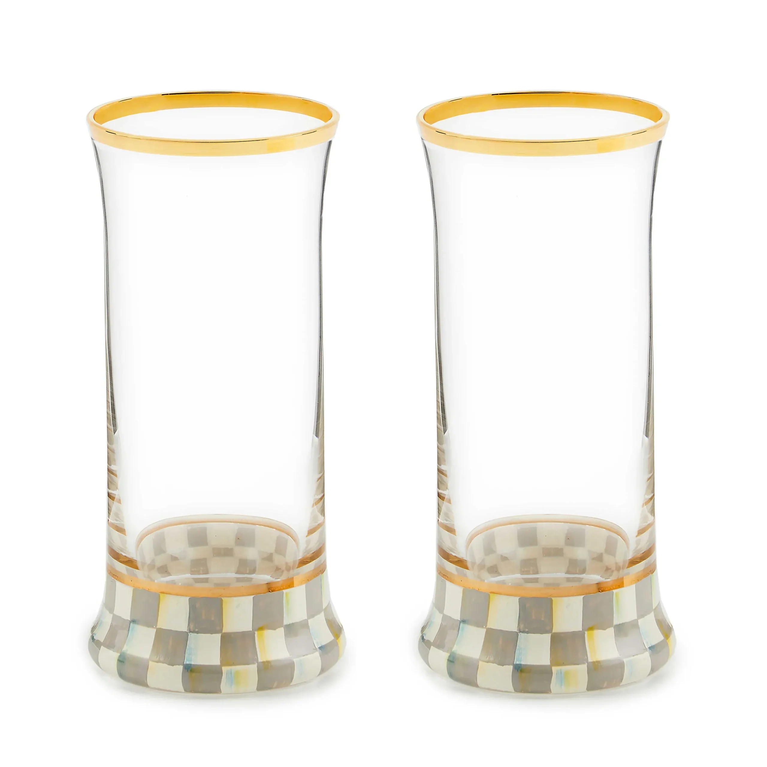 Kitchen & Dining Sets|Fall Entertaining|MacKenzie-Childs Sterling Check Highball Glass, Set of 2