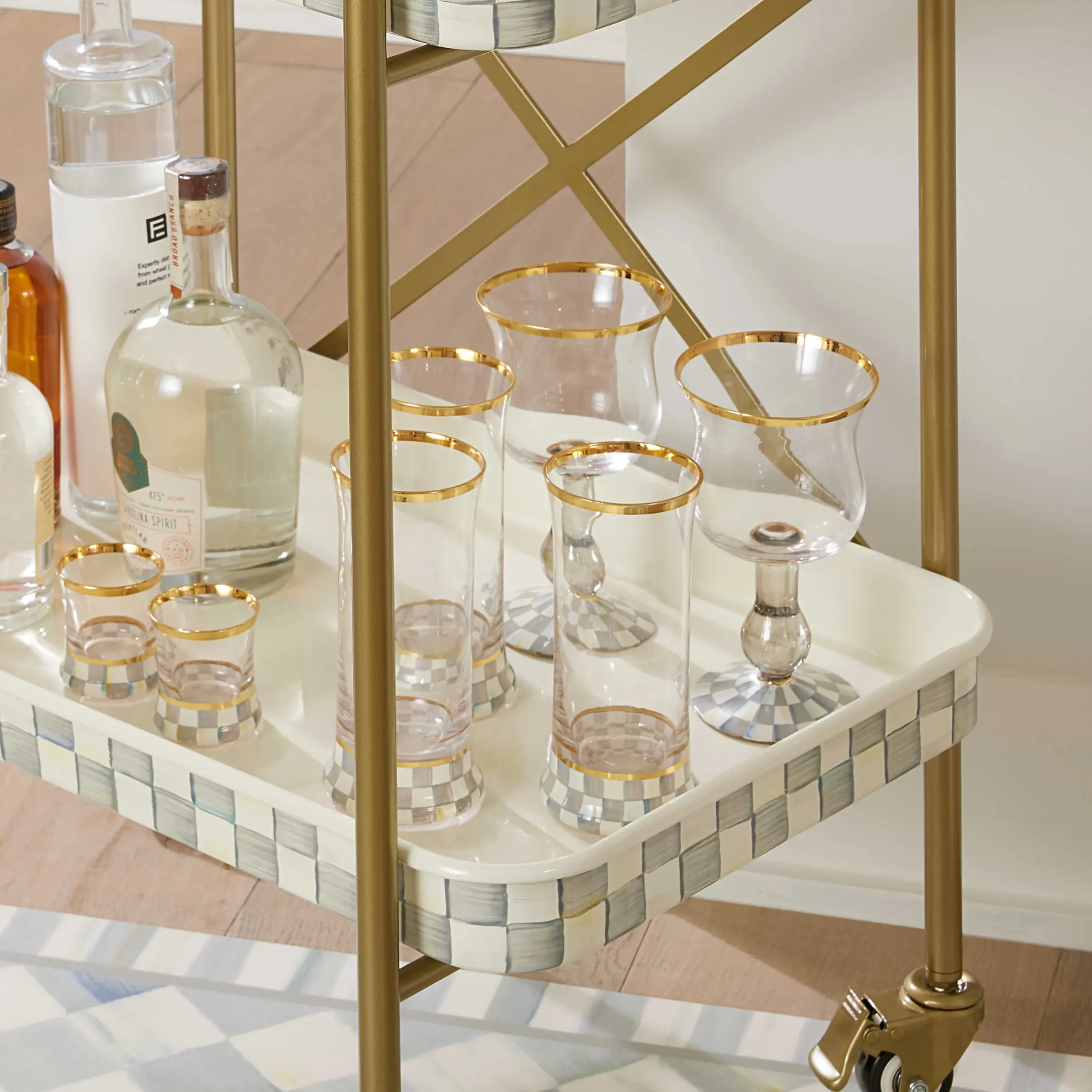 Kitchen & Dining Sets|Fall Entertaining|MacKenzie-Childs Sterling Check Highball Glass, Set of 2