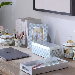 Room Accents|MacKenzie-Childs Sterling Check Lacquer 4 x 6 Frame