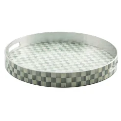 Bar Entertaining|Serveware|MacKenzie-Childs Sterling Check Lacquer Round Tray