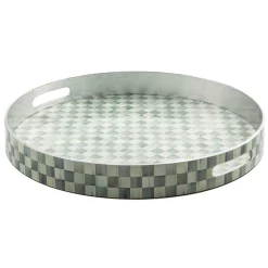 Bar Entertaining|Serveware|MacKenzie-Childs Sterling Check Lacquer Round Tray