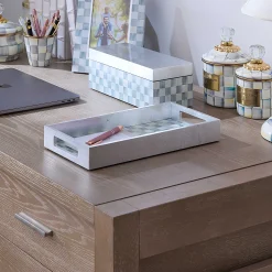 Room Accents|MacKenzie-Childs Sterling Check Lacquer Vanity Tray