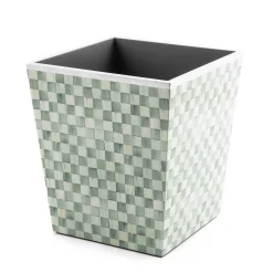 Bath & Bath Accessories|MacKenzie-Childs Sterling Check Lacquer Waste Bin
