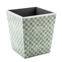 Bath & Bath Accessories|MacKenzie-Childs Sterling Check Lacquer Waste Bin