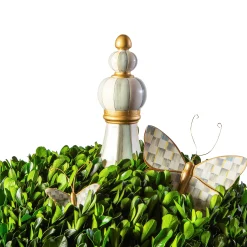 Spring|Greenery & Florals|MacKenzie-Childs Sterling Check Large Boxwood Centerpiece