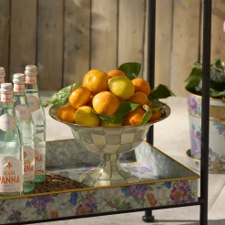 Serveware|MacKenzie-Childs Sterling Check Large Compote