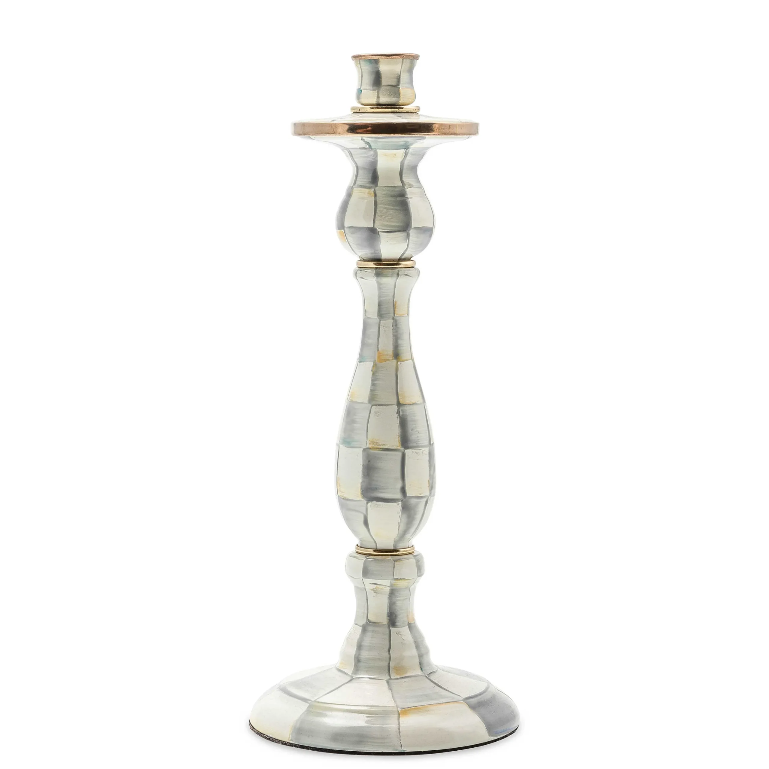 Candles & Fragrances|MacKenzie-Childs Sterling Check Large Enamel Candlestick