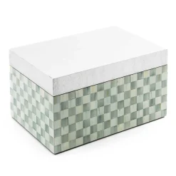 Bath & Bath Accessories|MacKenzie-Childs Sterling Check Large Lacquer Decorative Box with Silver Lid