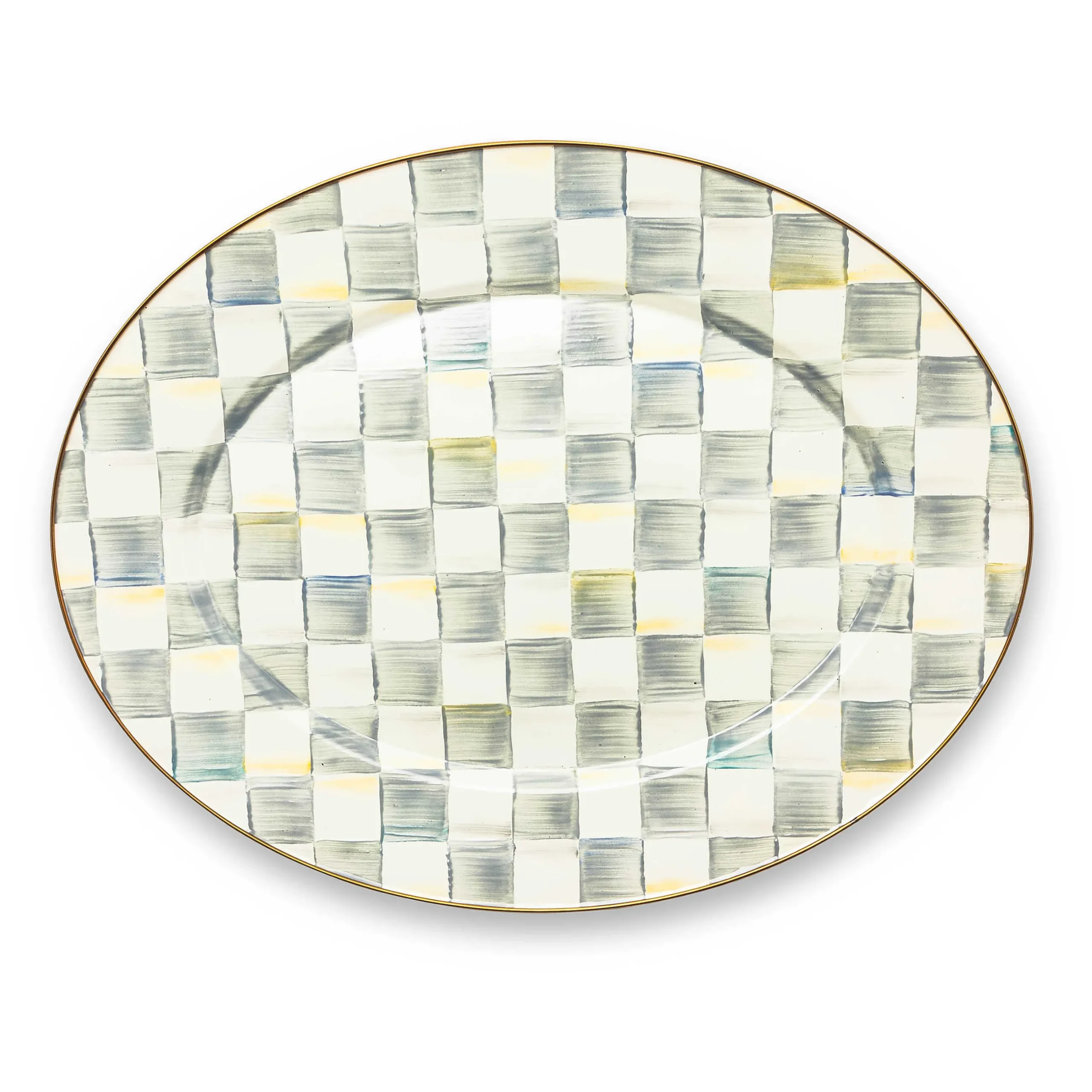 Bar Entertaining|Serveware|MacKenzie-Childs Sterling Check Large Oval Platter