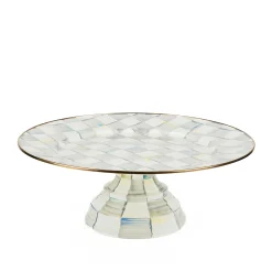 Fall Entertaining|Serveware|MacKenzie-Childs Sterling Check Large Pedestal Platter