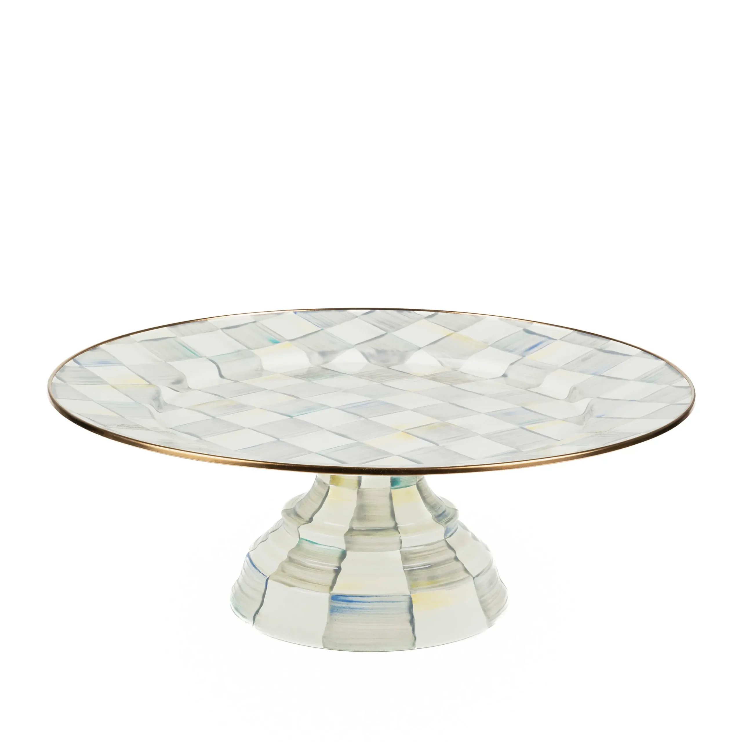 Fall Entertaining|Serveware|MacKenzie-Childs Sterling Check Large Pedestal Platter