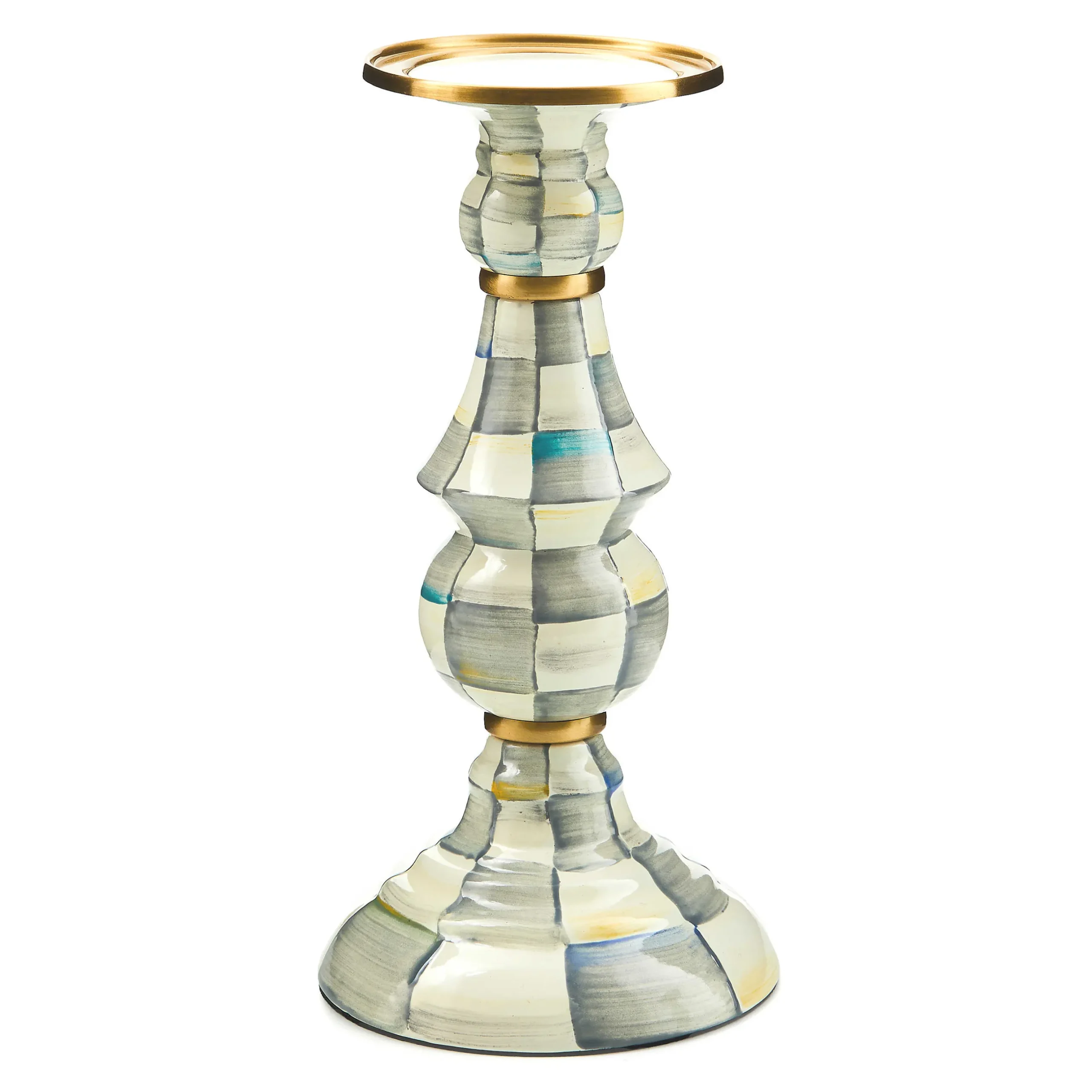 Candles & Fragrances|MacKenzie-Childs Sterling Check Large Pillar Candlestick