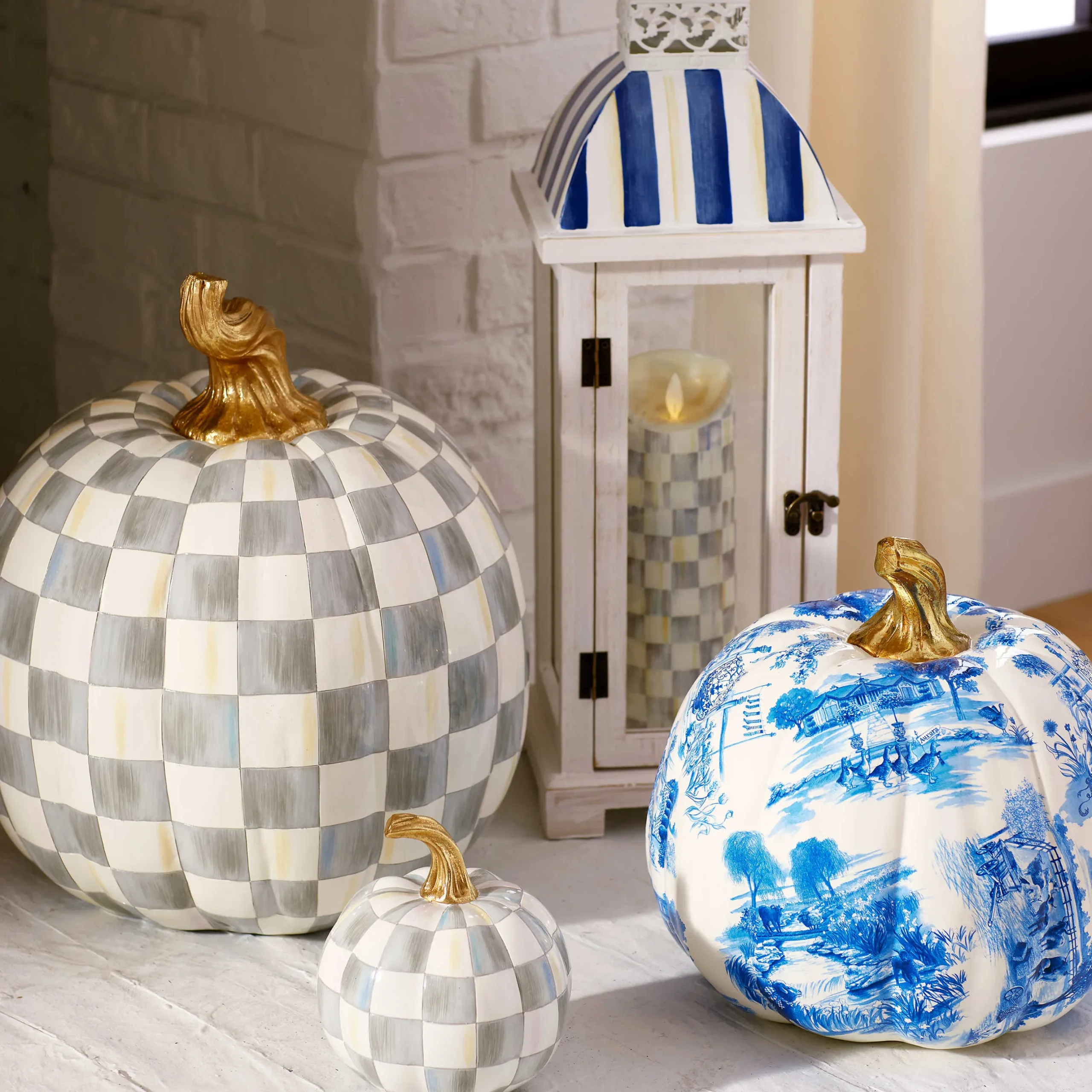 Pumpkins|The Halloween Shop|MacKenzie-Childs Sterling Check Large Pumpkin