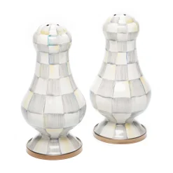 Table Accessories|Serveware|MacKenzie-Childs Sterling Check Large Salt  Pepper Shakers