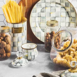 The Coffee Shop|Serveware|MacKenzie-Childs Sterling Check Lidded Sugar Bowl