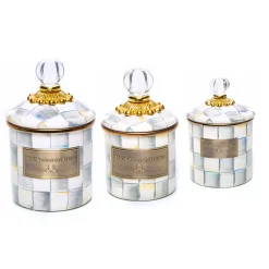 Kitchen & Dining Sets|Kitchen Storage & Organization|MacKenzie-Childs Sterling Check Little Canisters, Set of 3
