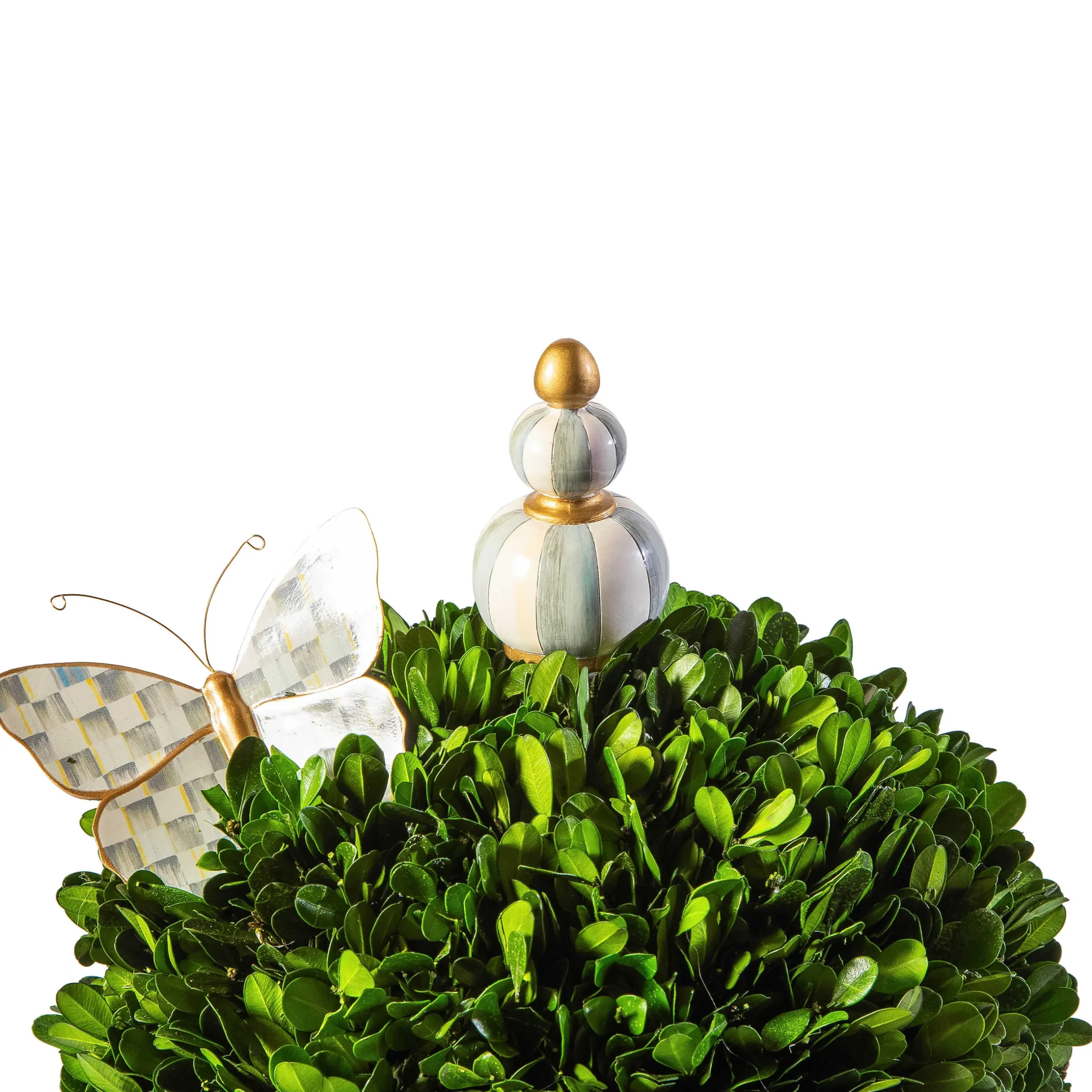 Spring|Greenery & Florals|MacKenzie-Childs Sterling Check Medium Boxwood Centerpiece