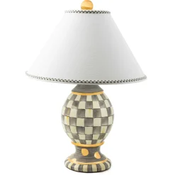 Lighting|MacKenzie-Childs Sterling Check Medium Ceramic Globe Lamp