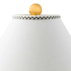 Lighting|MacKenzie-Childs Sterling Check Medium Ceramic Globe Lamp
