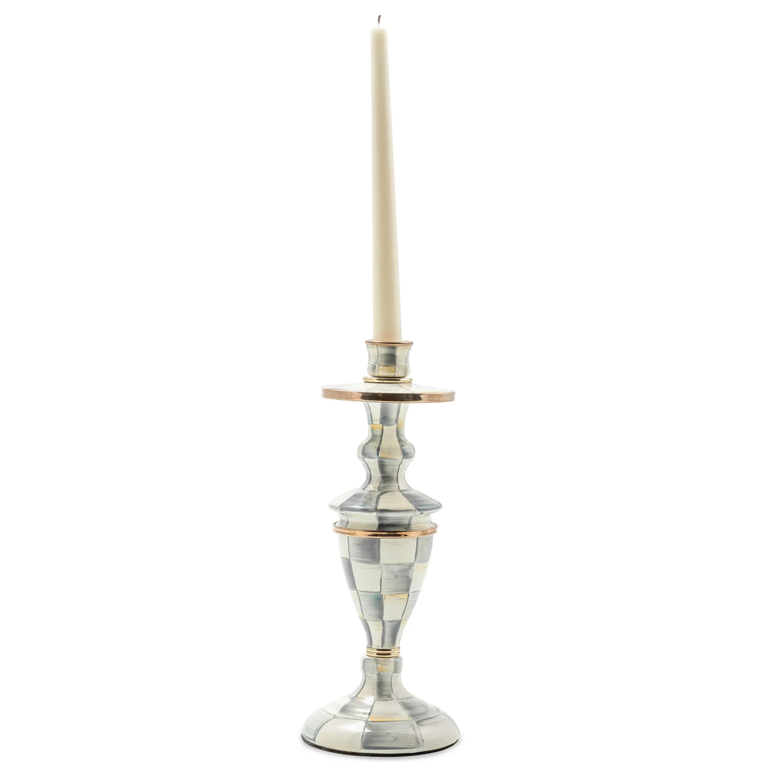 Candles & Fragrances|MacKenzie-Childs Sterling Check Medium Enamel Candlestick
