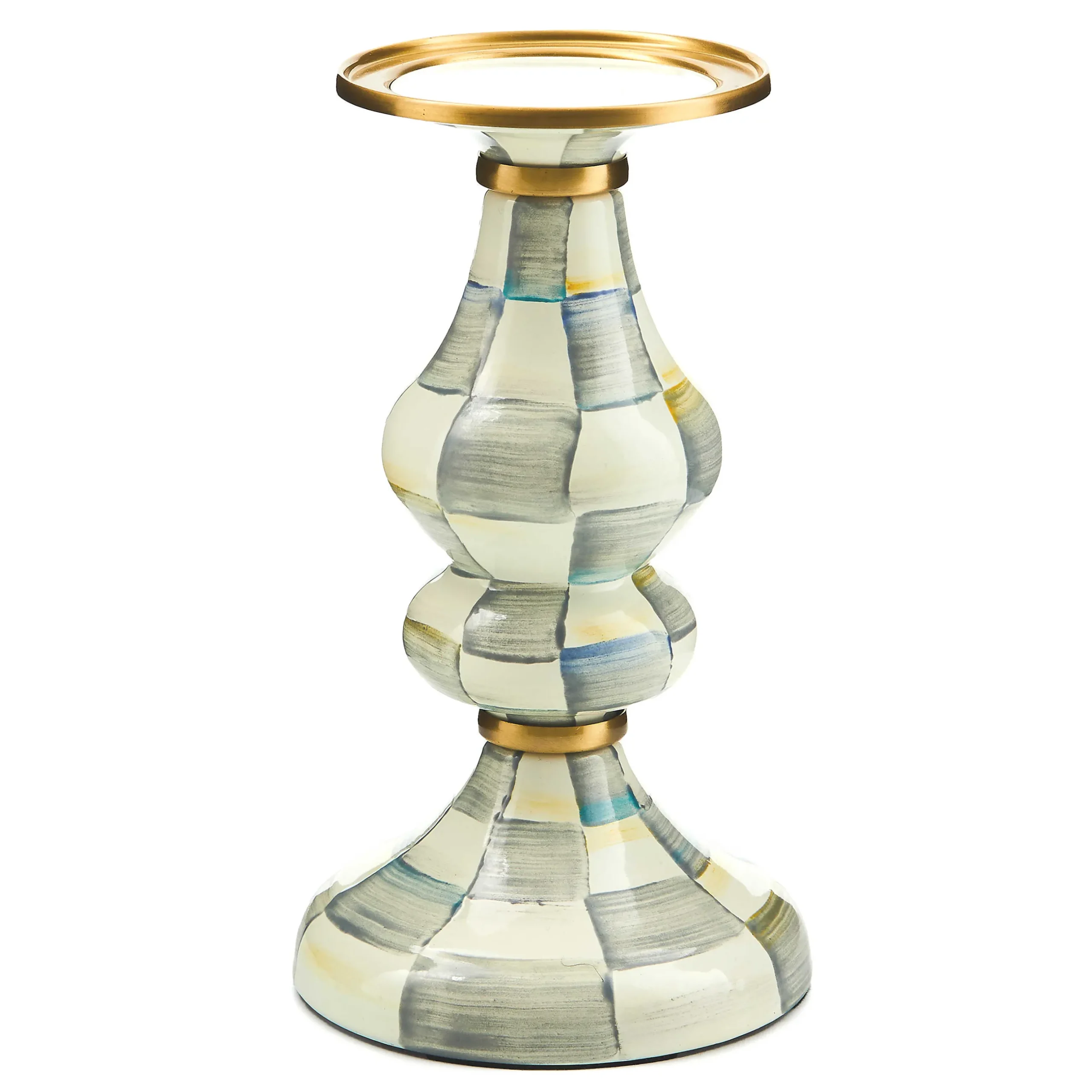 Candles & Fragrances|MacKenzie-Childs Sterling Check Medium Pillar Candlestick
