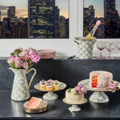 Serveware|MacKenzie-Childs Sterling Check Mini Pedestal Platter