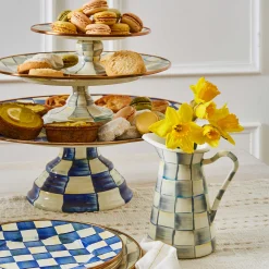 Serveware|MacKenzie-Childs Sterling Check Mini Pedestal Platter