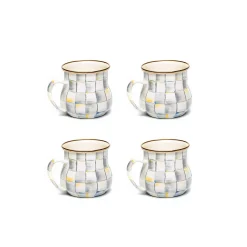 Kitchen & Dining Sets|The Coffee Shop|MacKenzie-Childs Sterling Check Mugs, Set of 4