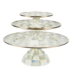 Kitchen & Dining Sets|Serveware|MacKenzie-Childs Sterling Check Pedestal Platters, Set of 3