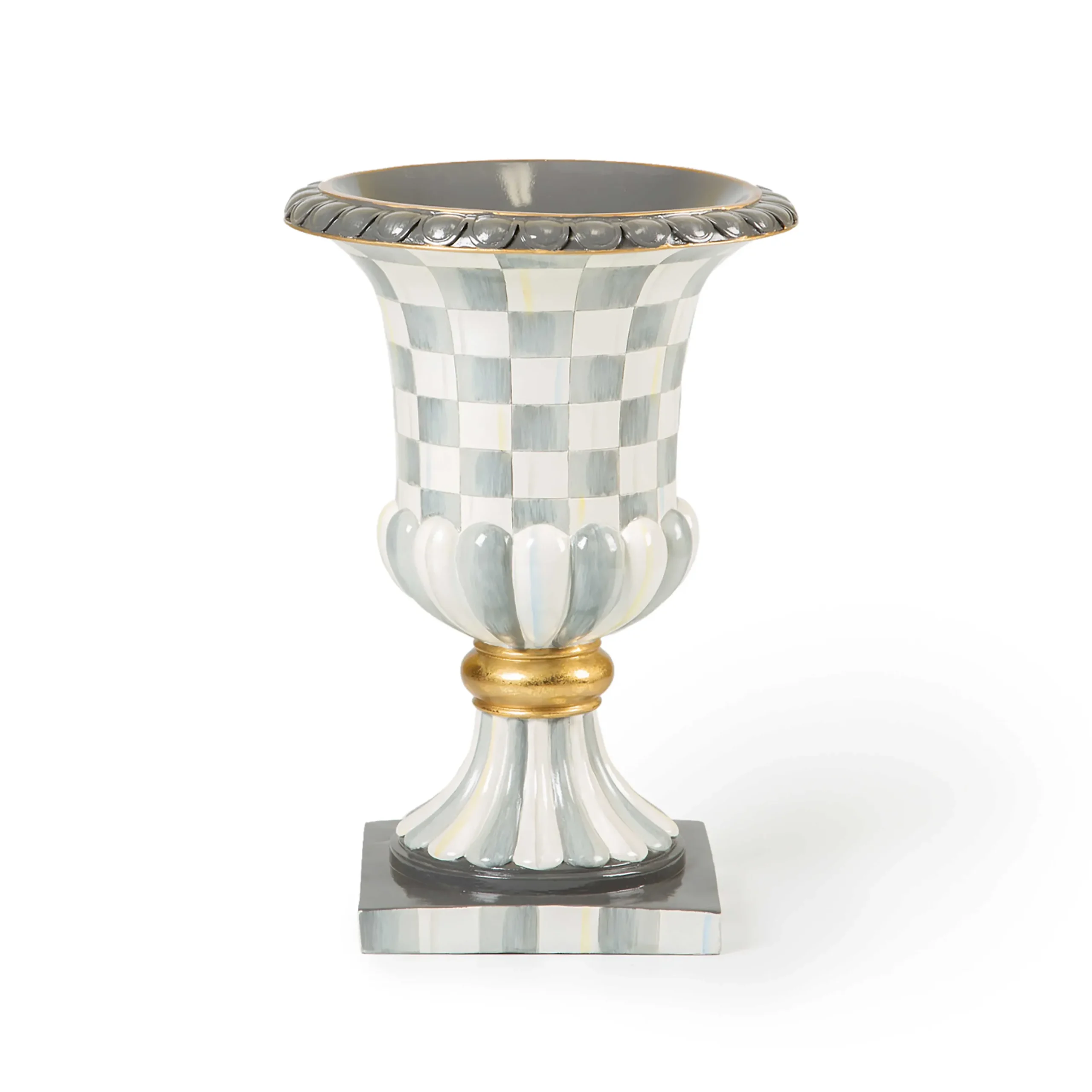 Outdoor|Room Accents|MacKenzie-Childs Sterling Check Pedestal Tabletop Urn