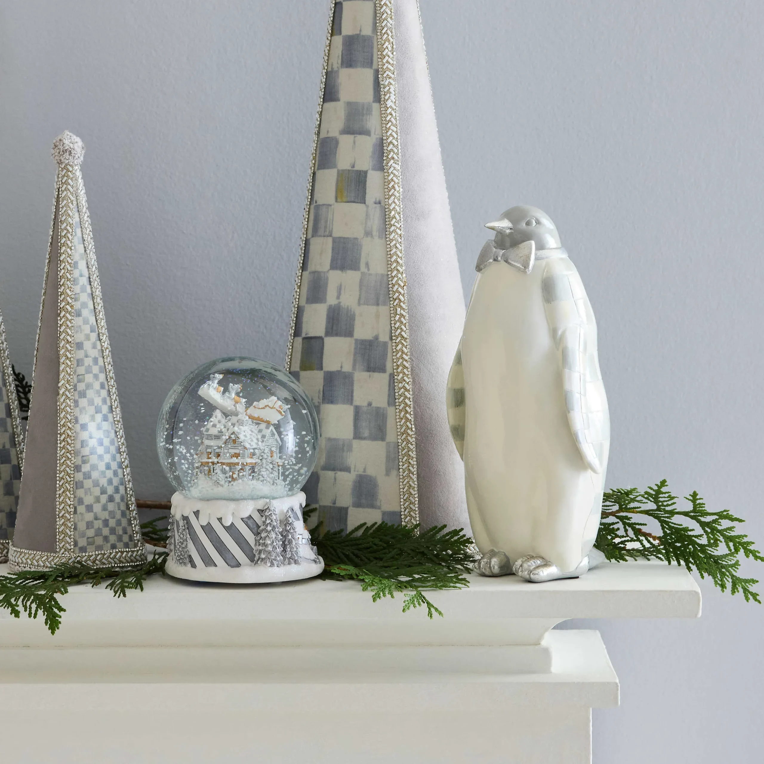 Room Accents|MacKenzie-Childs Sterling Check Penguin Figurine