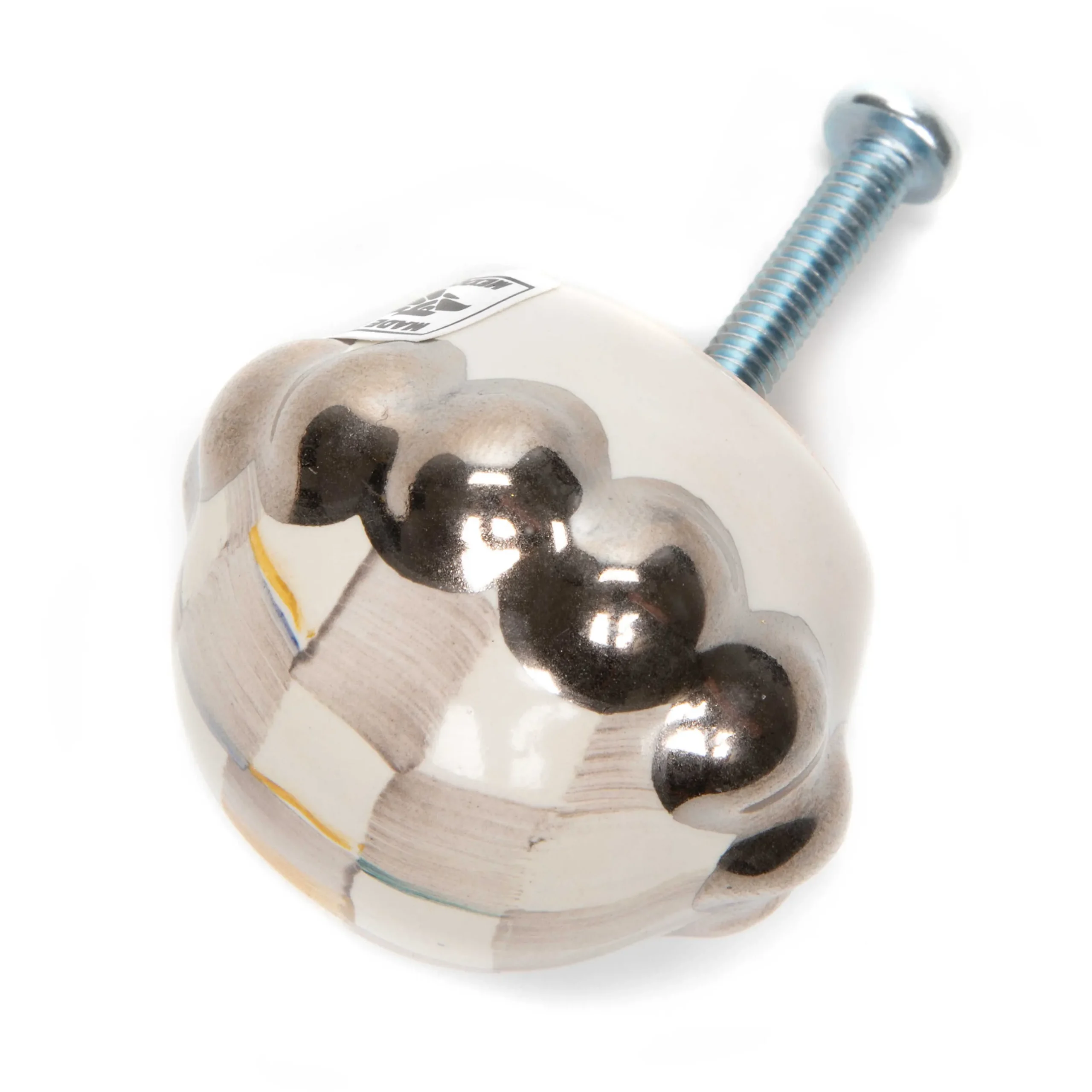 Finishing Touches|Room Accents|MacKenzie-Childs Sterling Check Petit Four Round Knob