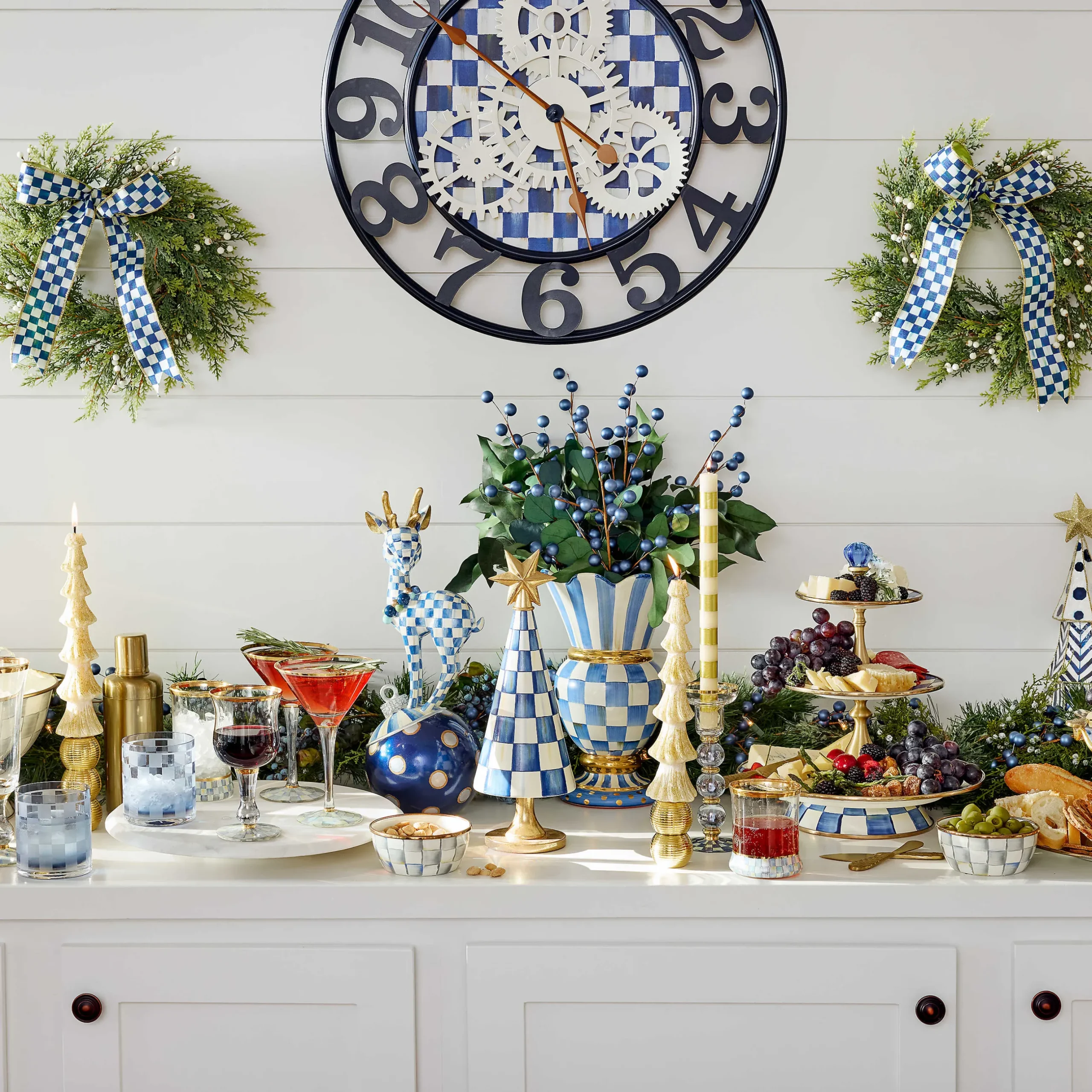 Fall Entertaining|Bar Entertaining|MacKenzie-Childs Sterling Check Pinch Bowl