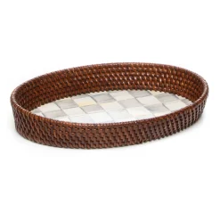 The Coffee Shop|Bar Entertaining|MacKenzie-Childs Sterling Check Rattan  Enamel Small Serving Tray