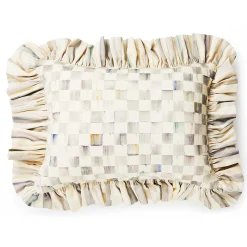 Pillows, Throws, & Cushions|MacKenzie-Childs Sterling Check Ruffle Lumbar Pillow