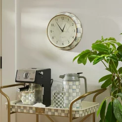 Room Accents|MacKenzie-Childs Sterling Check School Wall Clock