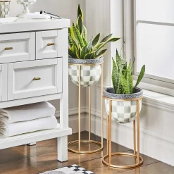Outdoor|Room Accents|MacKenzie-Childs Sterling Check Short Plant Stand