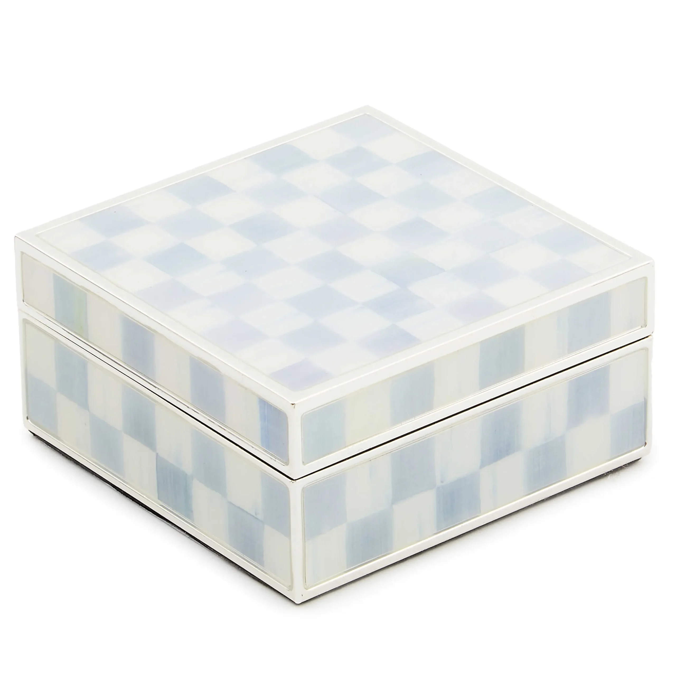 Room Accents|MacKenzie-Childs Sterling Check Silver Plated Trinket Box