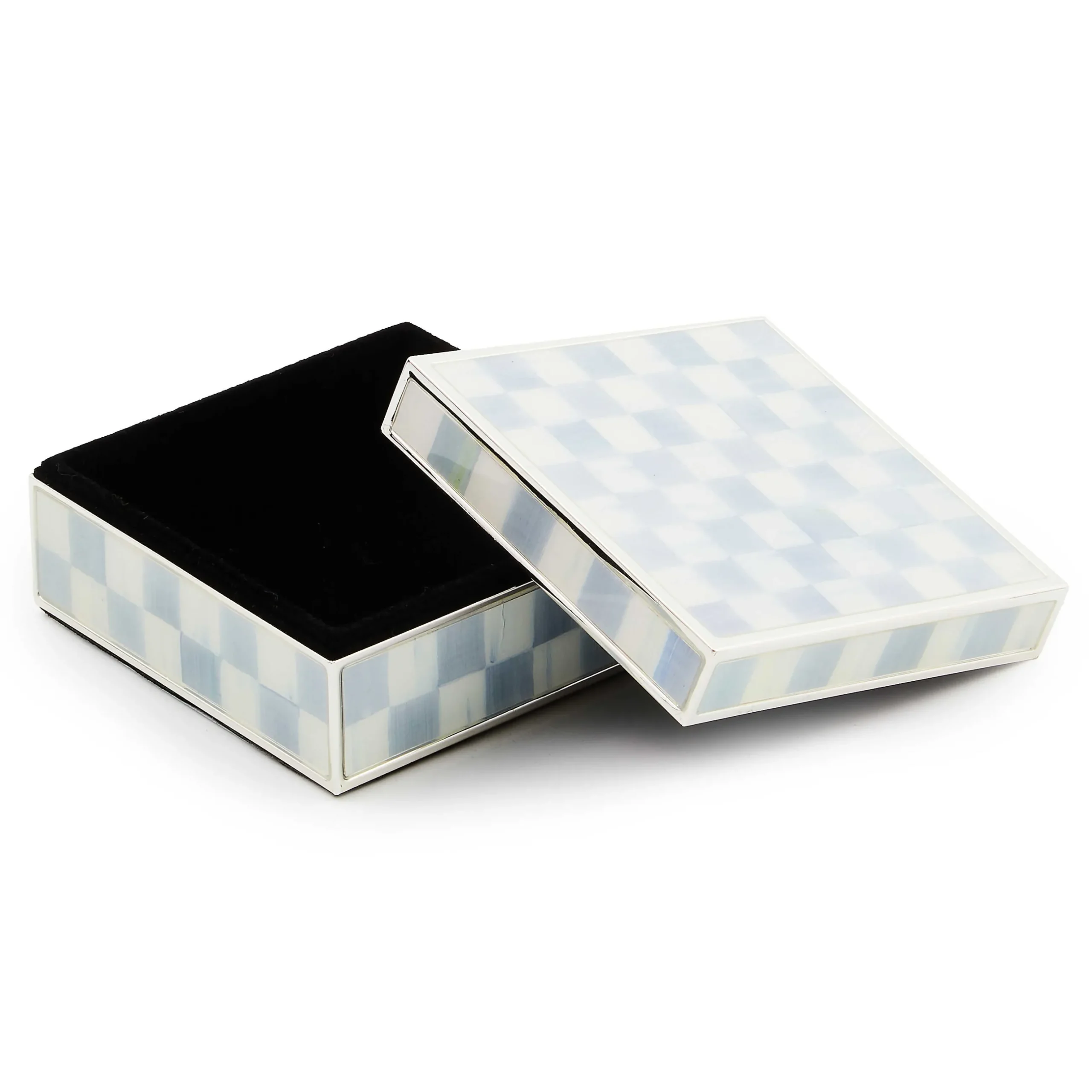 Room Accents|MacKenzie-Childs Sterling Check Silver Plated Trinket Box