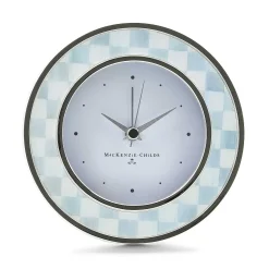 Room Accents|MacKenzie-Childs Sterling Check Silver Plated Round Desk Clock