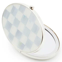 Accessories|MacKenzie-Childs Sterling Check Silver Plated Compact Mirror