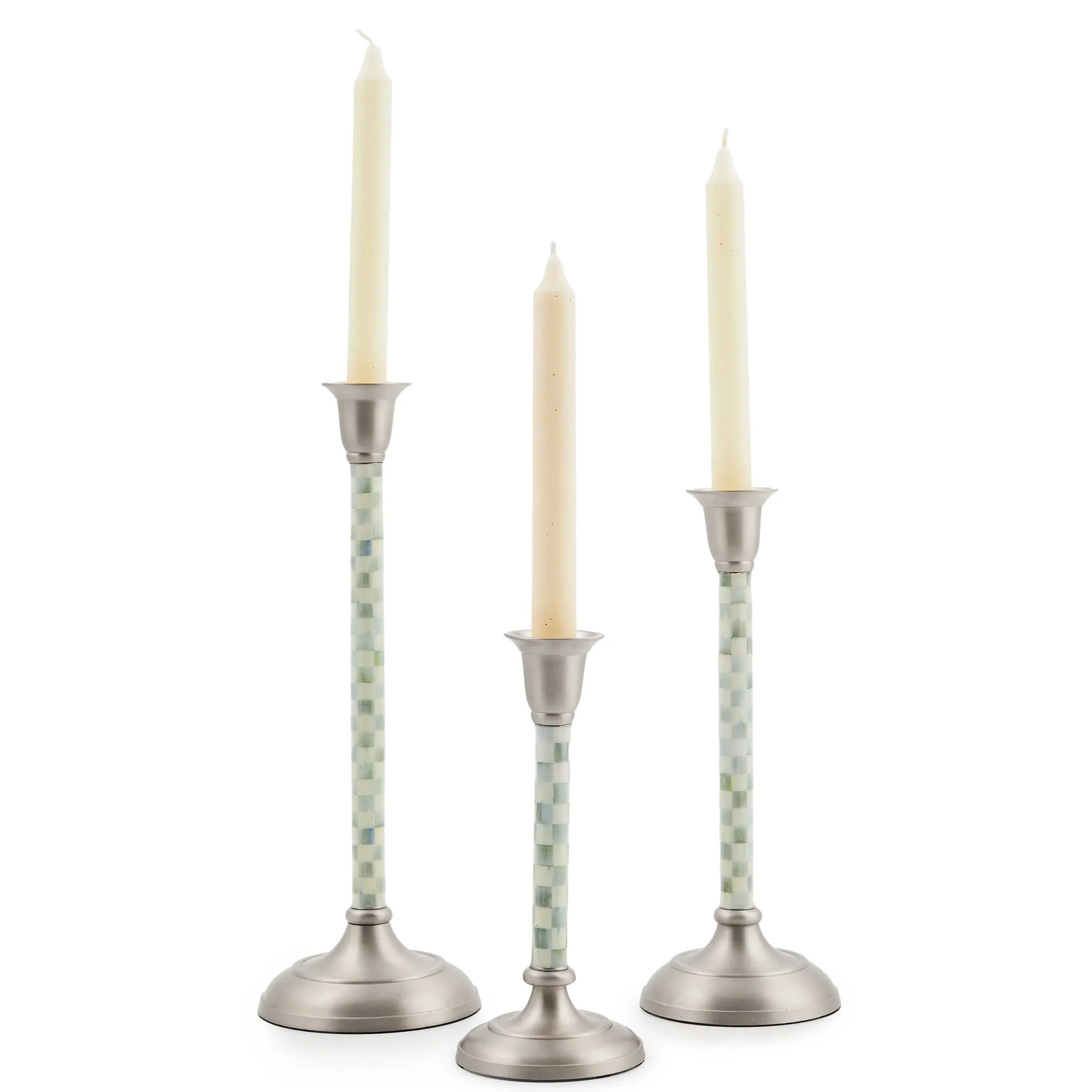 Candles & Fragrances|Table Accessories|MacKenzie-Childs Sterling Check Small Candlestick