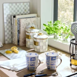 Room Accents|Kitchen Storage & Organization|MacKenzie-Childs Sterling Check Small Canister