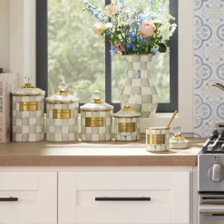 Room Accents|Kitchen Storage & Organization|MacKenzie-Childs Sterling Check Small Canister