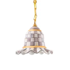 Lighting|MacKenzie-Childs Sterling Check Small Ceramic Pendant Lamp