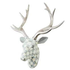 Room Accents|MacKenzie-Childs Sterling Check Small Deer Head Wall Decor