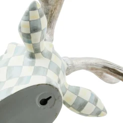 Room Accents|MacKenzie-Childs Sterling Check Small Deer Head Wall Decor