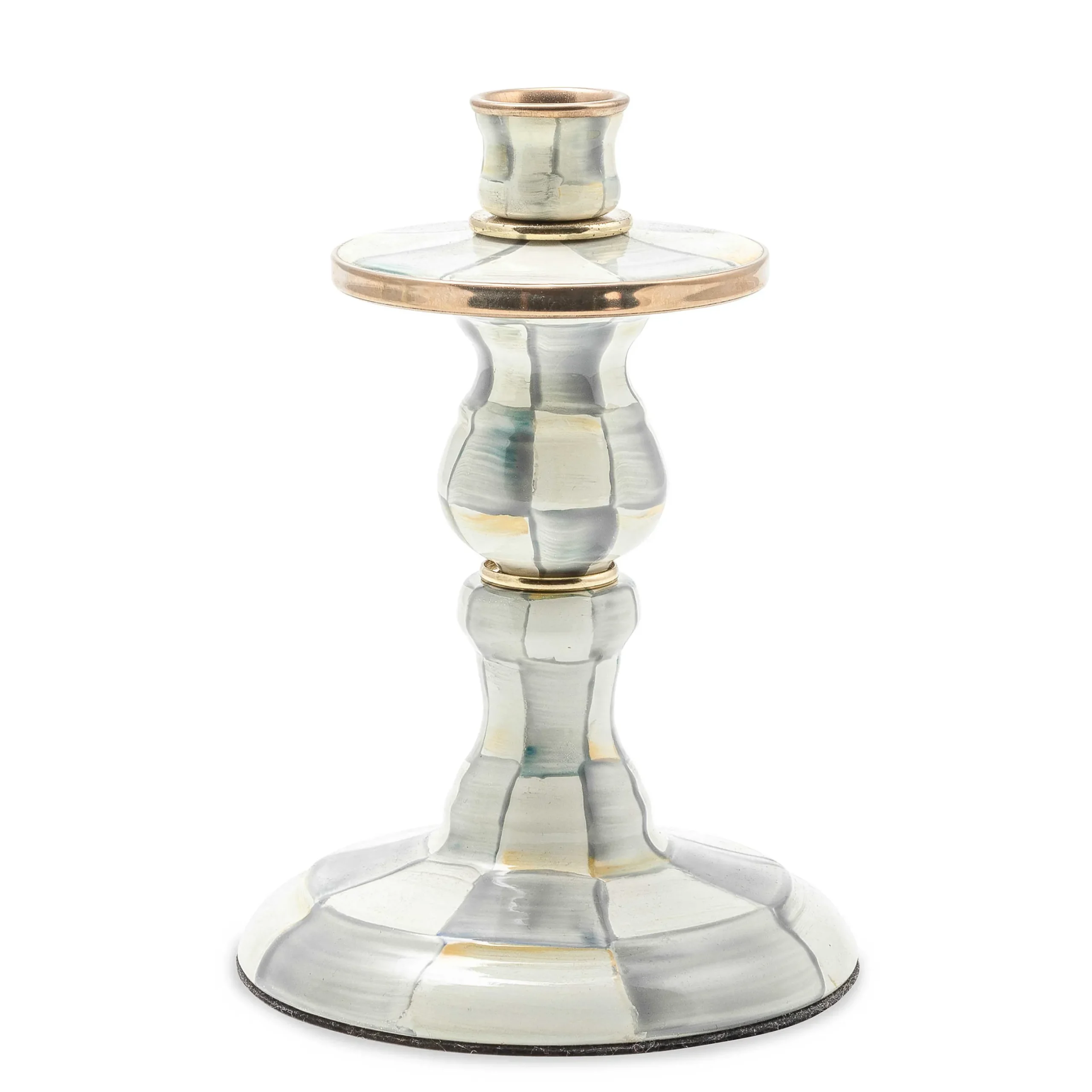 Candles & Fragrances|MacKenzie-Childs Sterling Check Small Enamel Candlestick