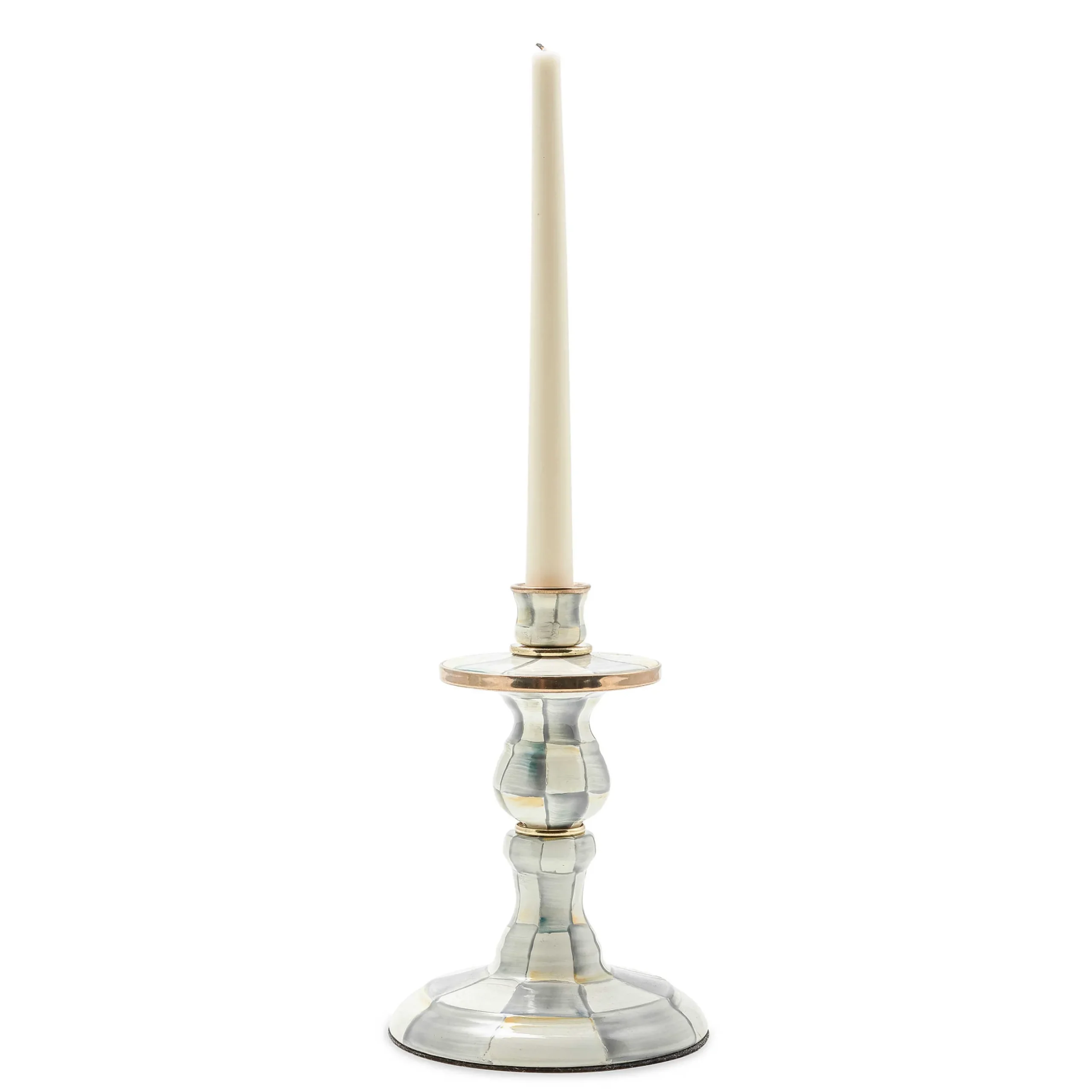Candles & Fragrances|MacKenzie-Childs Sterling Check Small Enamel Candlestick