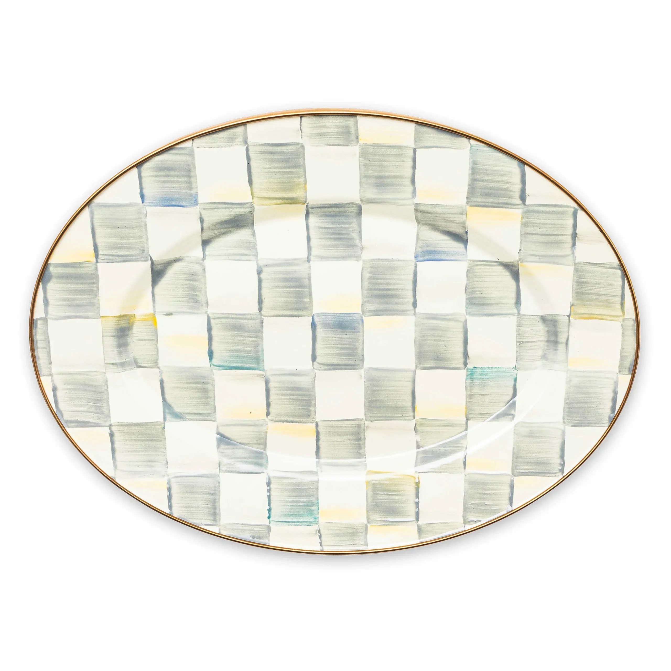Bar Entertaining|Serveware|MacKenzie-Childs Sterling Check Small Oval Platter